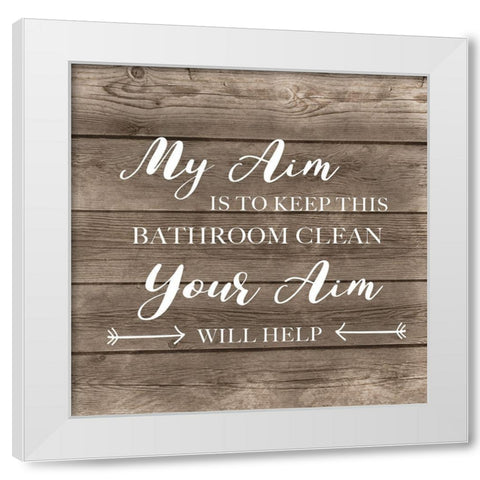 Aim to Clean White Modern Wood Framed Art Print by CAD Designs