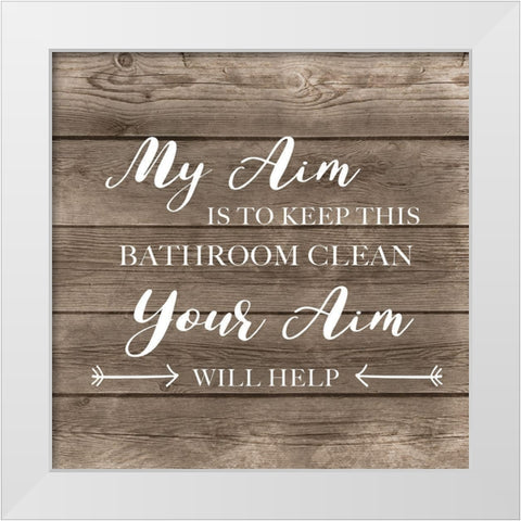 Aim to Clean White Modern Wood Framed Art Print by CAD Designs