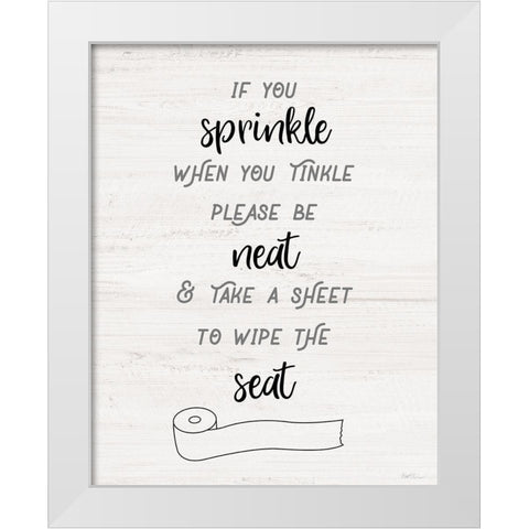 Wipe the Seat White Modern Wood Framed Art Print by Carpentieri, Natalie