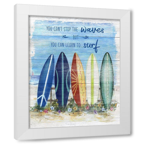 Learn to Surf White Modern Wood Framed Art Print by Dunlap, Marilyn