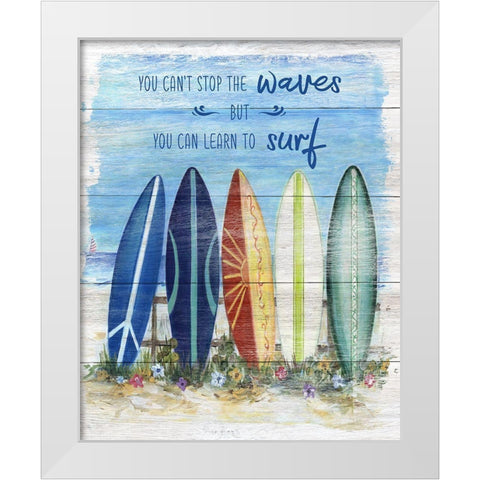 Learn to Surf White Modern Wood Framed Art Print by Dunlap, Marilyn