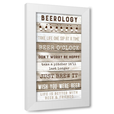 Beerology White Modern Wood Framed Art Print by Carpentieri, Natalie