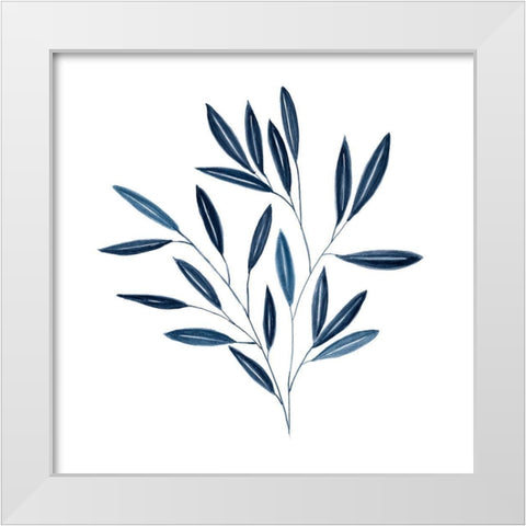Navy Leaves II White Modern Wood Framed Art Print by Robinson, Carol