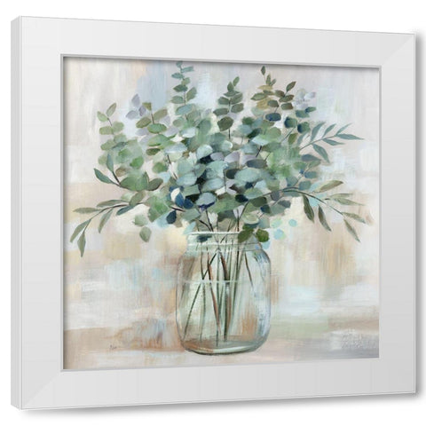 Summer Greens White Modern Wood Framed Art Print by Nan