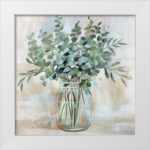 Summer Greens White Modern Wood Framed Art Print by Nan