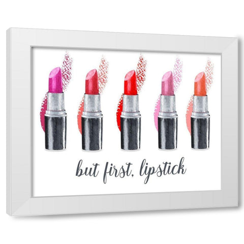 But First-Lipstick White Modern Wood Framed Art Print by Jill, Susan