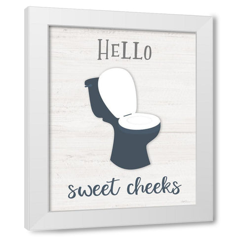 Hello Sweet Cheeks White Modern Wood Framed Art Print by Carpentieri, Natalie