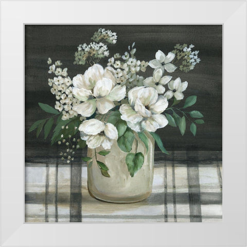 Country Bouquet White Modern Wood Framed Art Print by Nan