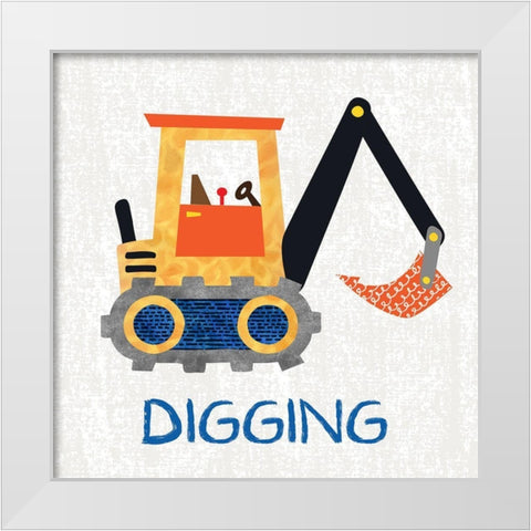 Digging White Modern Wood Framed Art Print by Knutsen, Conrad