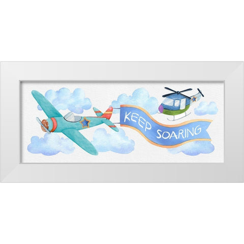 Soar Airplane White Modern Wood Framed Art Print by Knutsen, Conrad