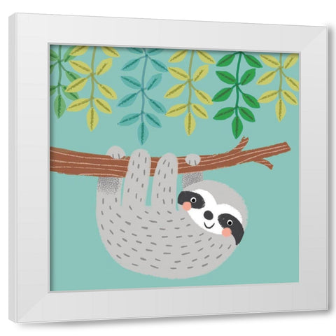 Jungle Sloth I White Modern Wood Framed Art Print by Anglicas, Louise