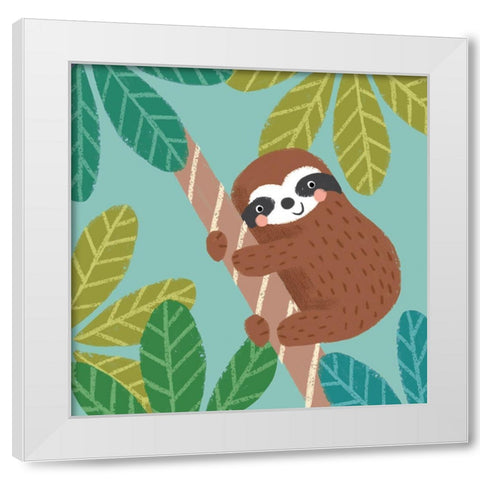 Jungle Sloth III White Modern Wood Framed Art Print by Anglicas, Louise