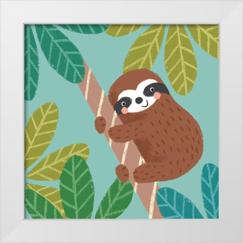 Jungle Sloth III White Modern Wood Framed Art Print by Anglicas, Louise