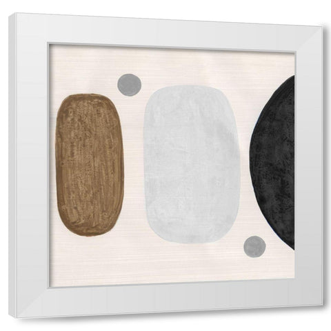 Neutral Stones II White Modern Wood Framed Art Print by Tava Studios