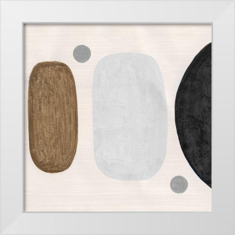 Neutral Stones II White Modern Wood Framed Art Print by Tava Studios