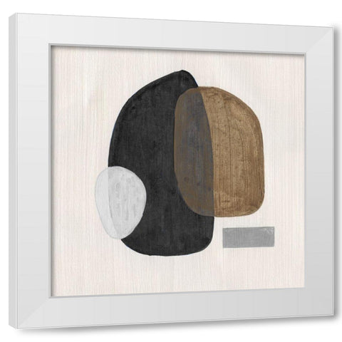 Neutral Stones III White Modern Wood Framed Art Print by Tava Studios