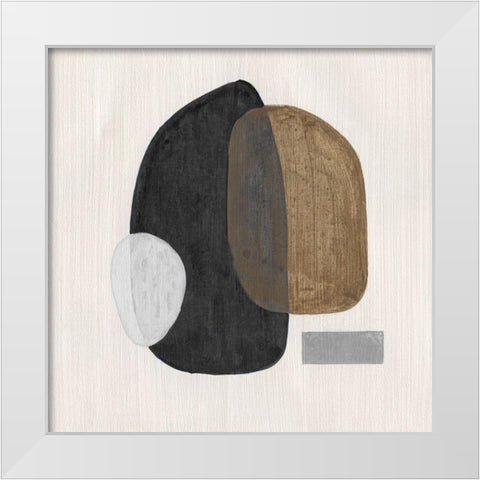 Neutral Stones III White Modern Wood Framed Art Print by Tava Studios