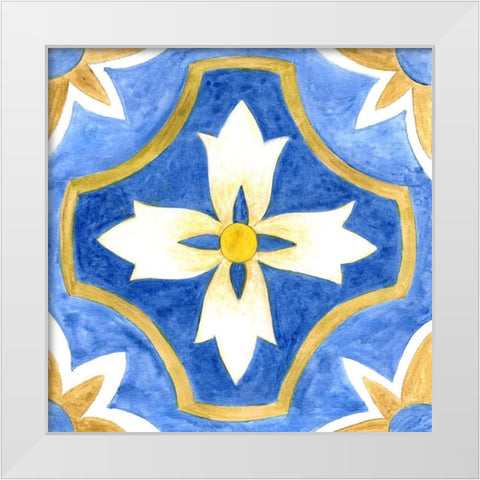 Odyssey Tile I White Modern Wood Framed Art Print by Tava Studios