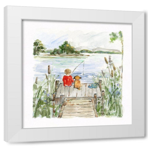 Lake Friends White Modern Wood Framed Art Print by Swatland, Sally