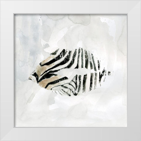 Zebra Kisses II White Modern Wood Framed Art Print by Robinson, Carol