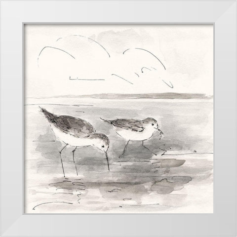 Sand Piper I White Modern Wood Framed Art Print by Swatland, Sally