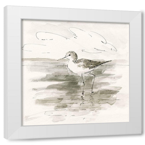 Sand Piper II White Modern Wood Framed Art Print by Swatland, Sally