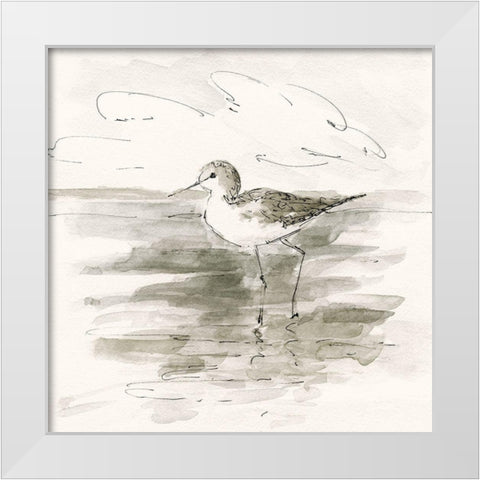 Sand Piper II White Modern Wood Framed Art Print by Swatland, Sally