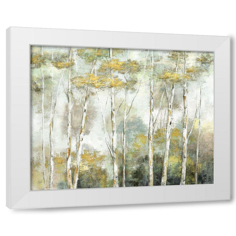 Twinkling Trees White Modern Wood Framed Art Print by Nan