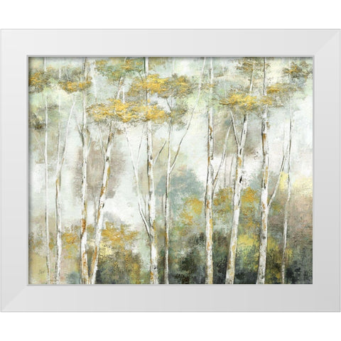 Twinkling Trees White Modern Wood Framed Art Print by Nan