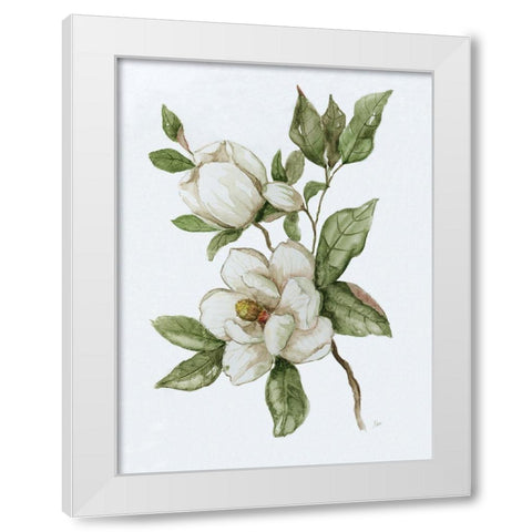 Magnolia Morning II White Modern Wood Framed Art Print by Nan