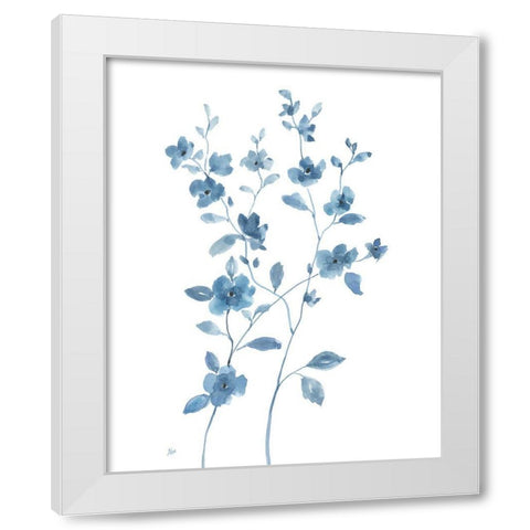 Blue Blossom I White Modern Wood Framed Art Print by Nan