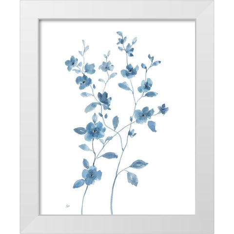 Blue Blossom I White Modern Wood Framed Art Print by Nan