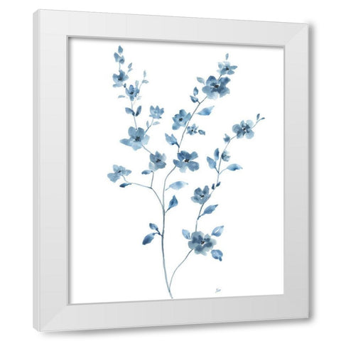 Blue Blossom II White Modern Wood Framed Art Print by Nan