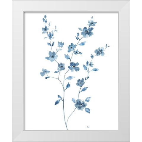 Blue Blossom II White Modern Wood Framed Art Print by Nan