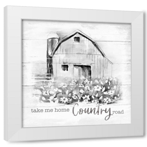 Country Road White Modern Wood Framed Art Print by Nan