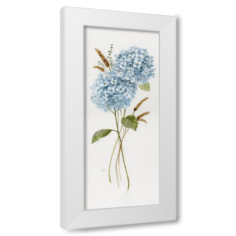 Petite Blue Hydrangea I White Modern Wood Framed Art Print by Nan