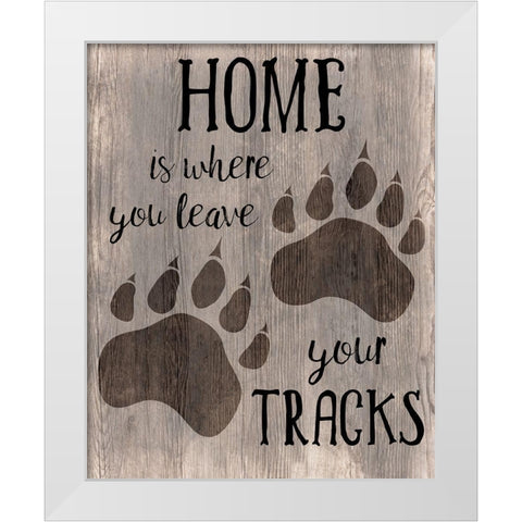 Bear Tracks White Modern Wood Framed Art Print by CAD Designs
