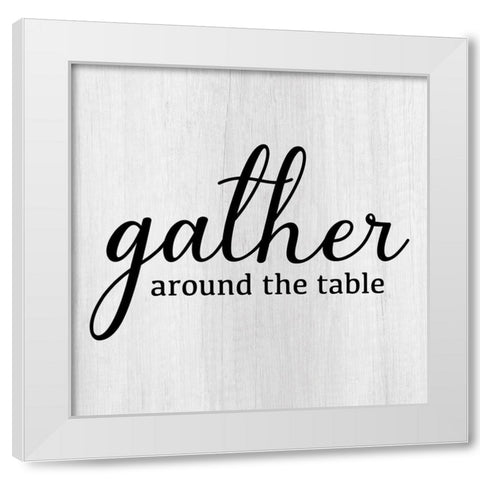 Gather Around White Modern Wood Framed Art Print by CAD Designs