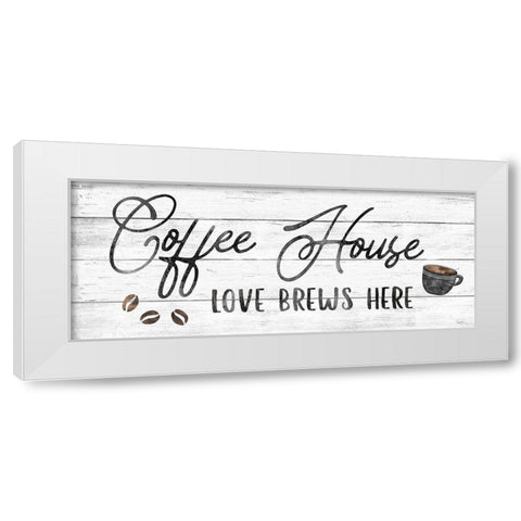 Love Brews White Modern Wood Framed Art Print by Carpentieri, Natalie
