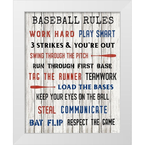 Baseball Rules White Modern Wood Framed Art Print by Carpentieri, Natalie
