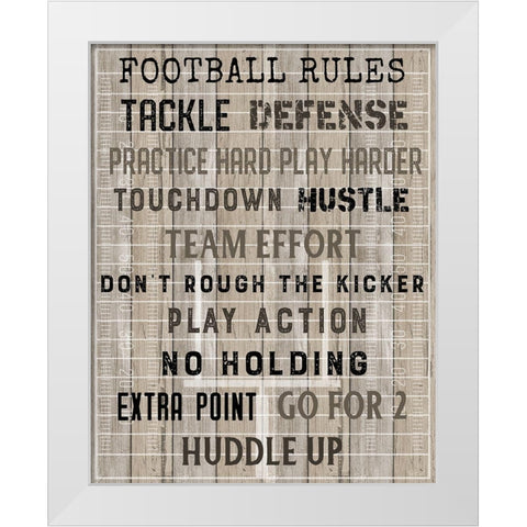 Football Rules White Modern Wood Framed Art Print by Carpentieri, Natalie