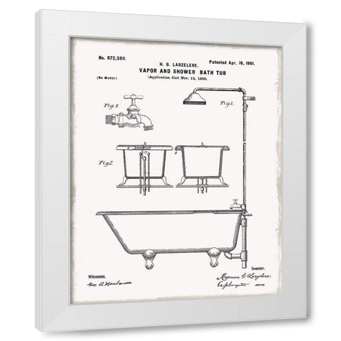 Vintage Bath II White Modern Wood Framed Art Print by Robinson, Carol