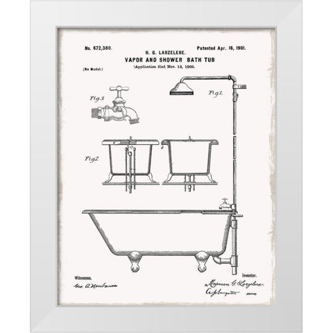 Vintage Bath II White Modern Wood Framed Art Print by Robinson, Carol