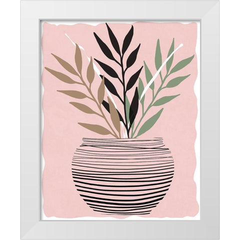 Wired Palm I White Modern Wood Framed Art Print by Santiago, Daniela