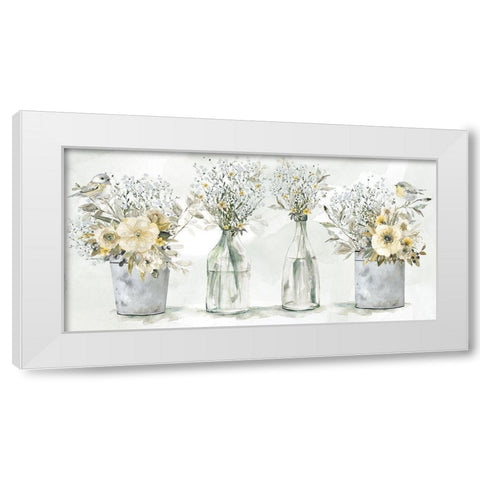 Farmhouse Bouquet White Modern Wood Framed Art Print by Robinson, Carol
