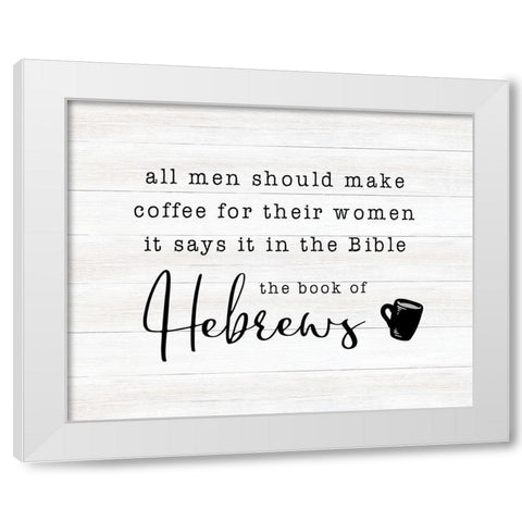 Hebrews White Modern Wood Framed Art Print by CAD Designs