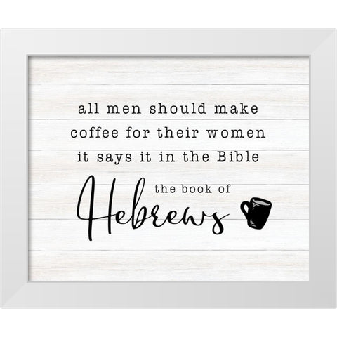 Hebrews White Modern Wood Framed Art Print by CAD Designs