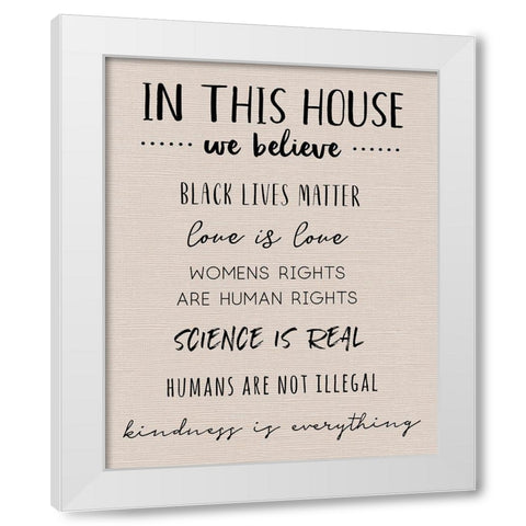 Social Justice White Modern Wood Framed Art Print by CAD Designs