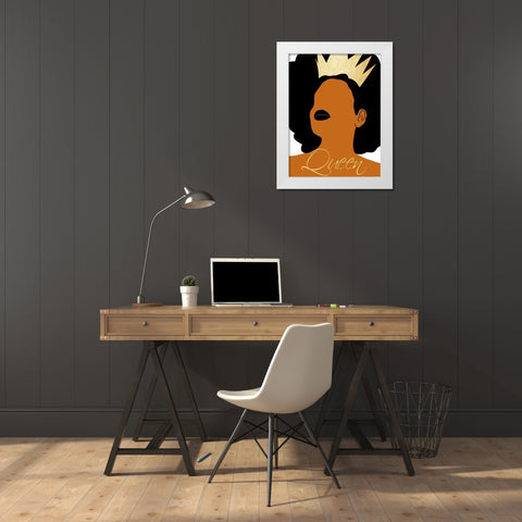 Queen White Modern Wood Framed Art Print by CAD Designs