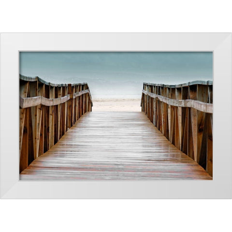 Ocean Boardwalk White Modern Wood Framed Art Print by Delimont, Danita